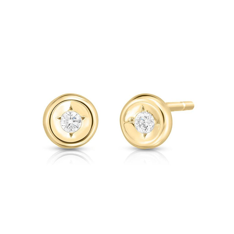 Roberto Coin 18k Yellow Gold Tiny Treasures Collection Diamond Stud Earrings