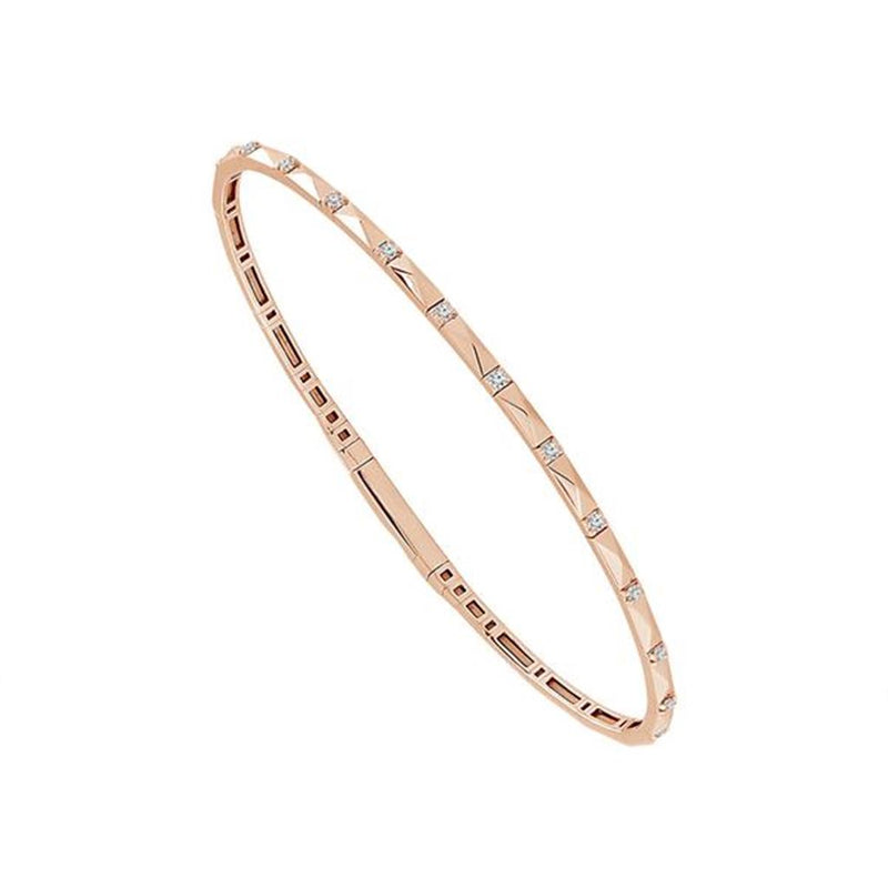 Davis Classics 14k Rose Gold and Titanium Flexie Diamond Cut Bangle Bracelet