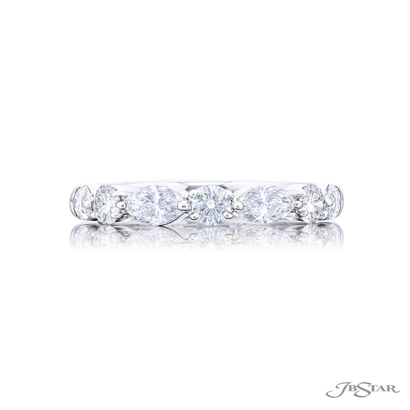 JB Star Platinum Wedding Band with Marquise and Round Brilliant Cut Diamonds