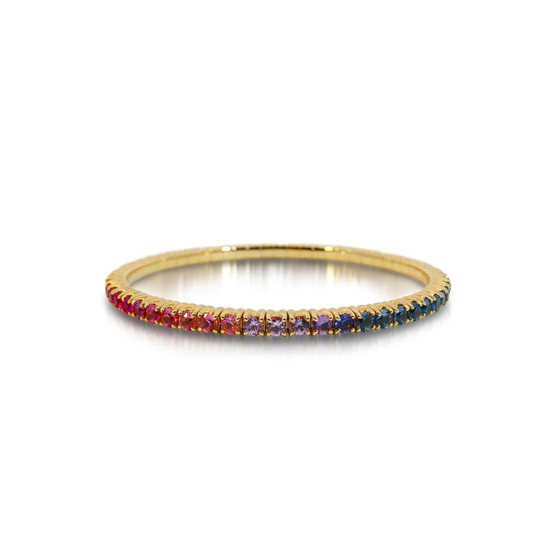 Davis Classics 18k Yellow Gold Rainbow Sapphire Stretch Tennis Bracelet