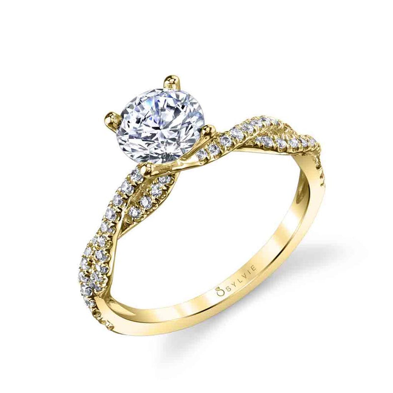 Sylvie Crossover Diamond Engagement Ring Setting in 14k Yellow Gold