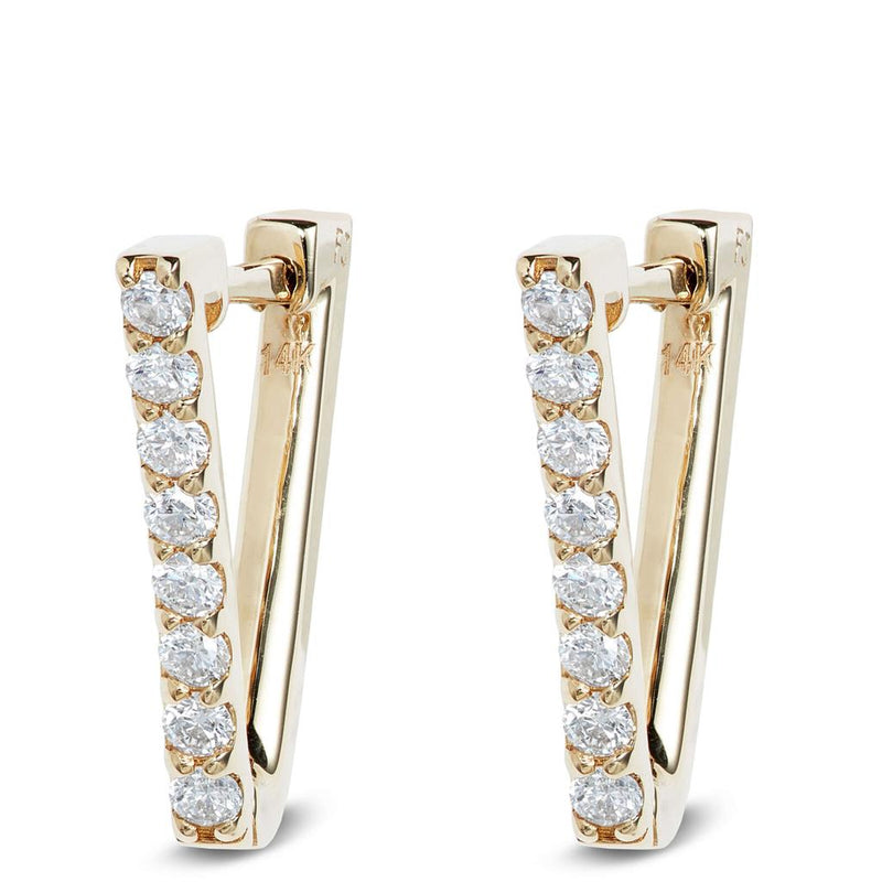 Davis Classics Diamond Hoop Earrings in 14k Yellow Gold