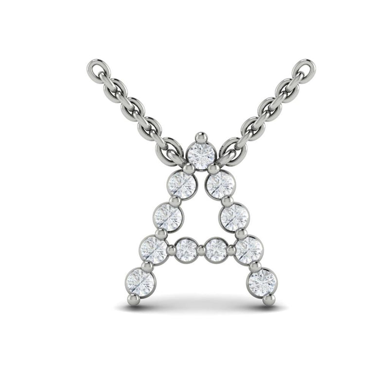 Vlora 14k White Gold Besito Collection Initial A Diamond Pendant Necklace