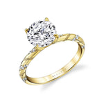 Sylvie 14k Yellow Gold Rope Design Engagement Ring Setting with Milgrain Detail