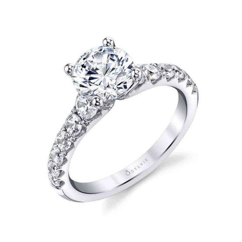 Sylvie Sidestone Diamond Engagement Ring Setting in 14k White Gold