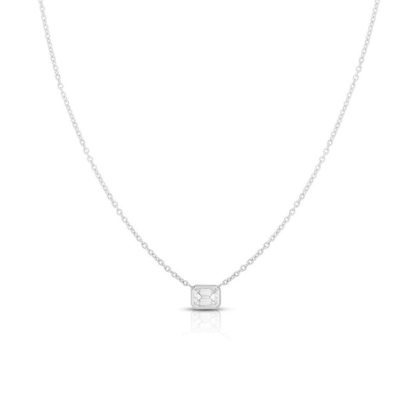 Roberto Coin 18k White Gold Single Station Emerald Cut Diamond Necklace