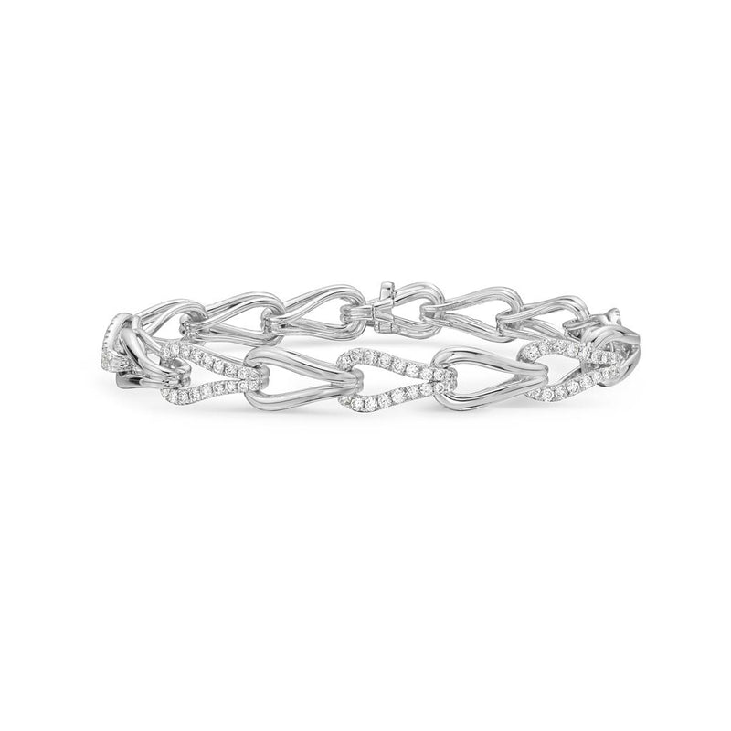 Charles Krypell 18k White Gold Loop Link Diamond Bracelet