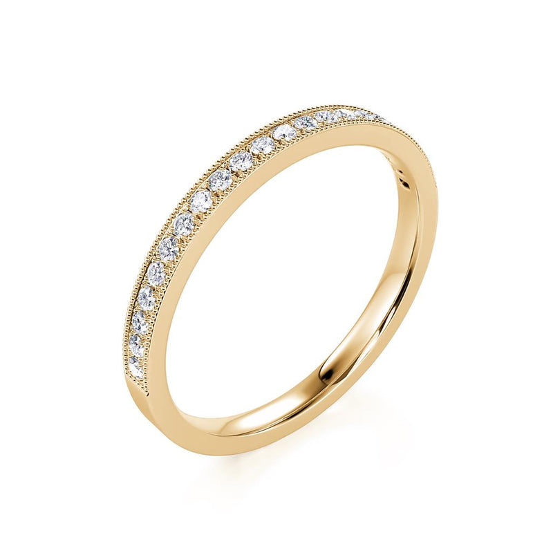 Davis Classics 14k Yellow Gold Diamond Band with Milgrain Edge