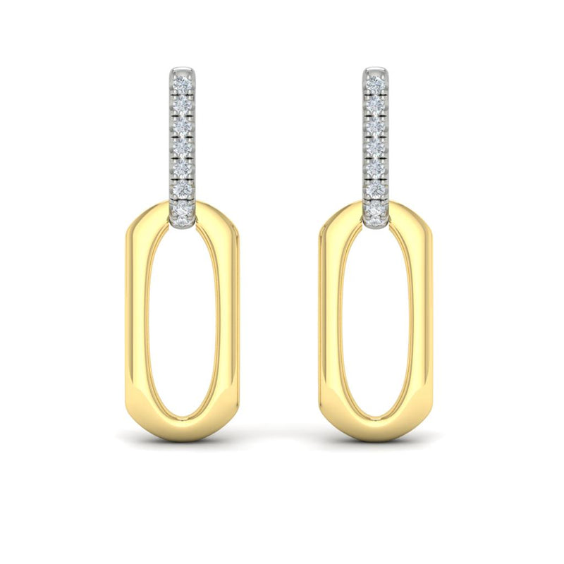 Vlora 14k Yellow and White Gold Diamond Huggie Drop Earrings