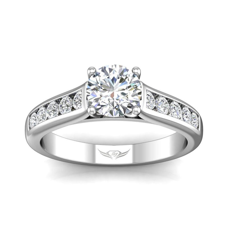 Martin Flyer Sidestone Diamond Engagement Ring Setting in 14k White Gold