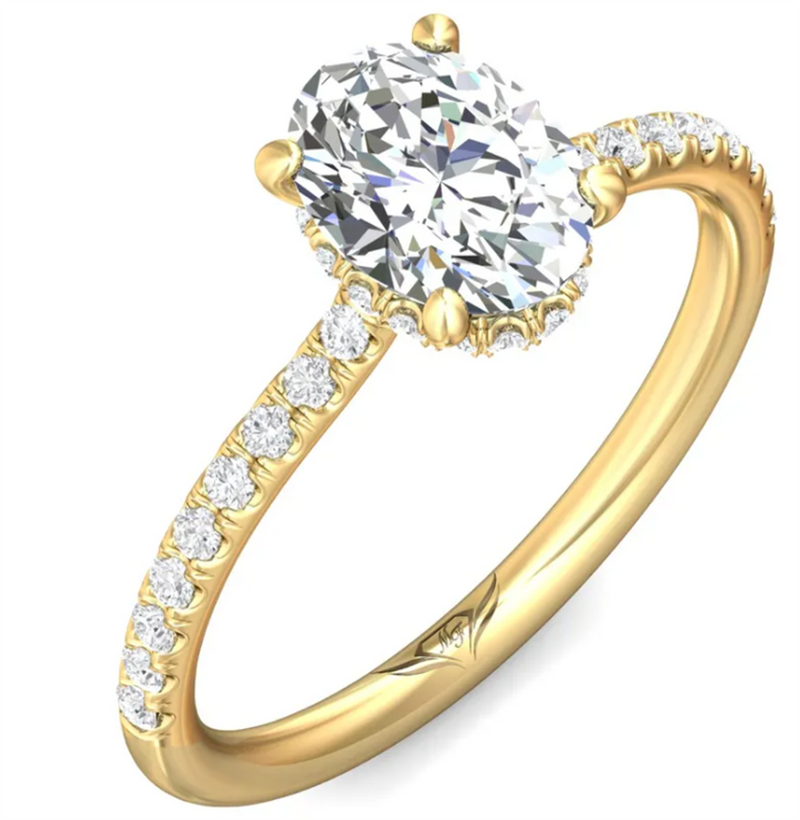 Martin Flyer Sidestone Diamond Engagement Ring Setting in 14k Yellow Gold