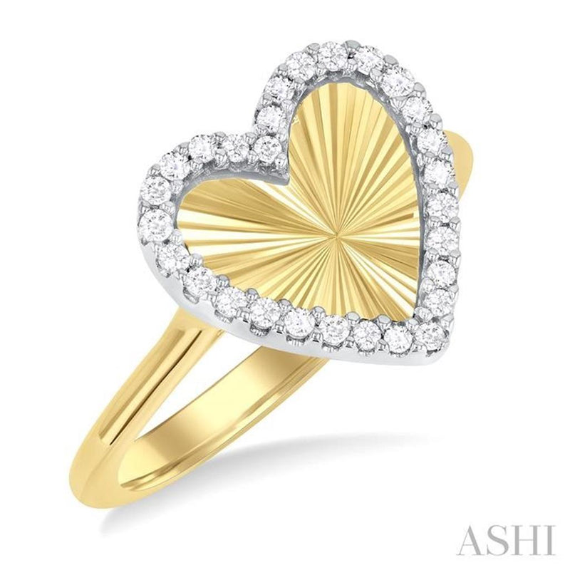 Davis Classics 14k Yellow and White Gold Diamond Halo Fluted Heart Ring