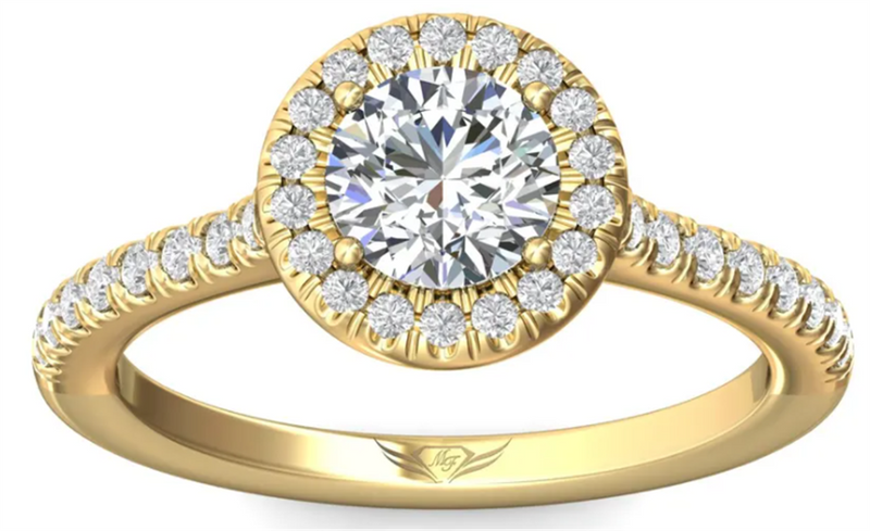 Martin Flyer Halo Diamond Engagement Ring Setting in 14k Yellow Gold