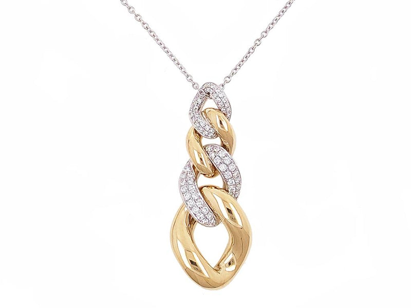 Davis Classics 14k Yellow and White Gold Link Design Diamond Pendant