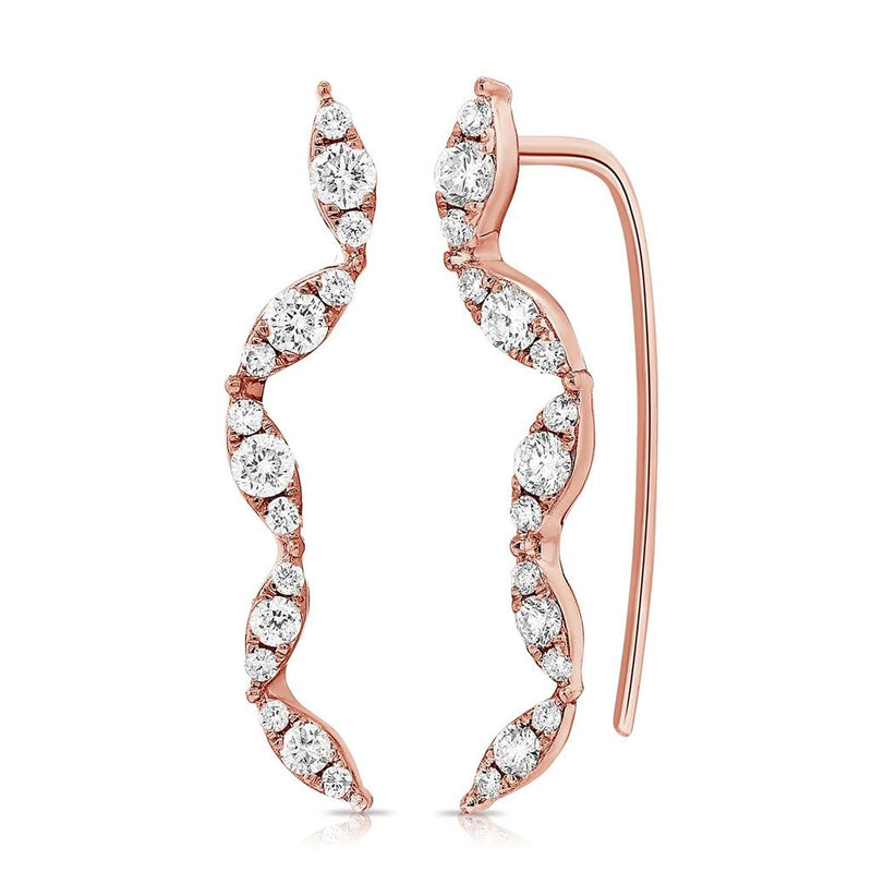 Davis Classics 14k Rose Gold Snake-Inspired Diamond Ear Climbers