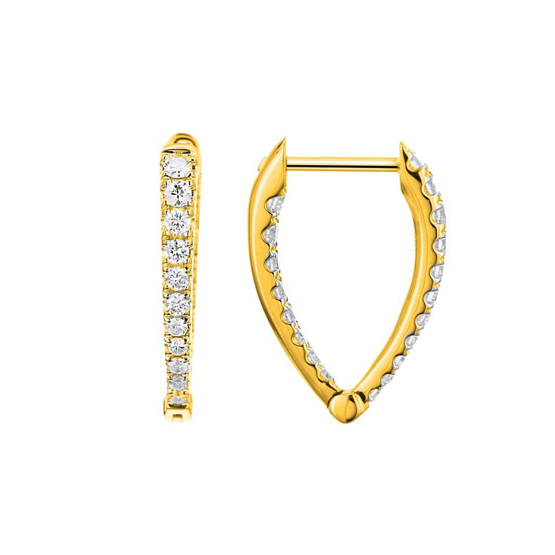 Davis Classics Diamond In & Out Hoop Earrings in 18k Yellow Gold