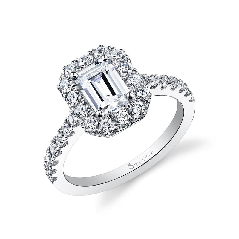 Sylvie Halo Diamond Engagement Ring Setting in 14k White Gold