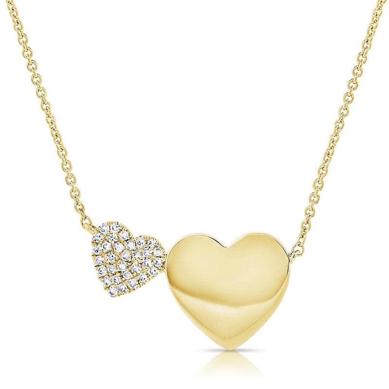 Davis Classics 14k Yellow Gold Double Heart Diamond Pendant Necklace