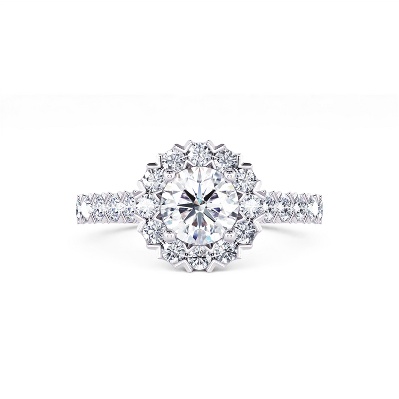 Davis Classics 14k White Gold Floral-Inspired Halo Design Proposal-Ready Engagement Ring