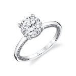 Sylvie 14k White Gold 1.5mm Solitaire Engagement Ring Setting with Hidden Halo