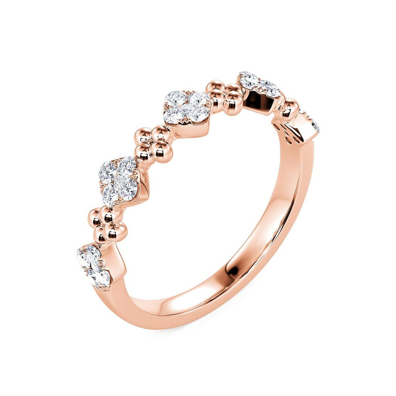 Davis Classics 14k Rose Gold Diamond Station Style Stackable Diamond Band