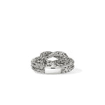 John Hardy Sterling Silver Love Knot Double Row Diamond Ring