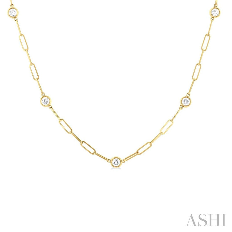 Davis Classics 14k Yellow Gold Diamond by the Yard Station Necklace