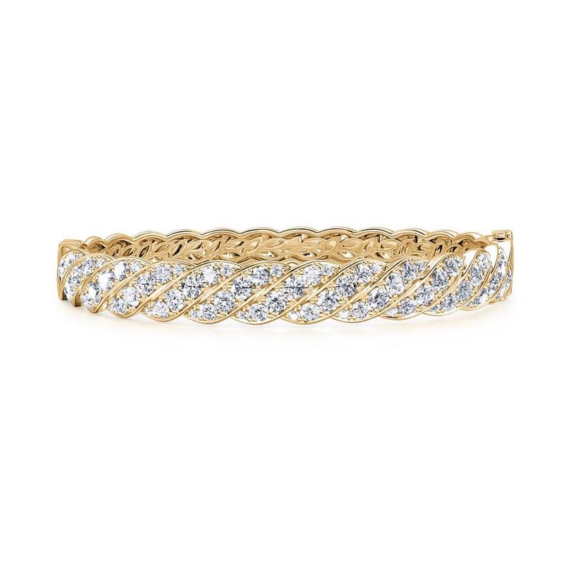 Davis Classics 14k Yellow Gold Loose Twist Design Diamond Bangle Bracelet