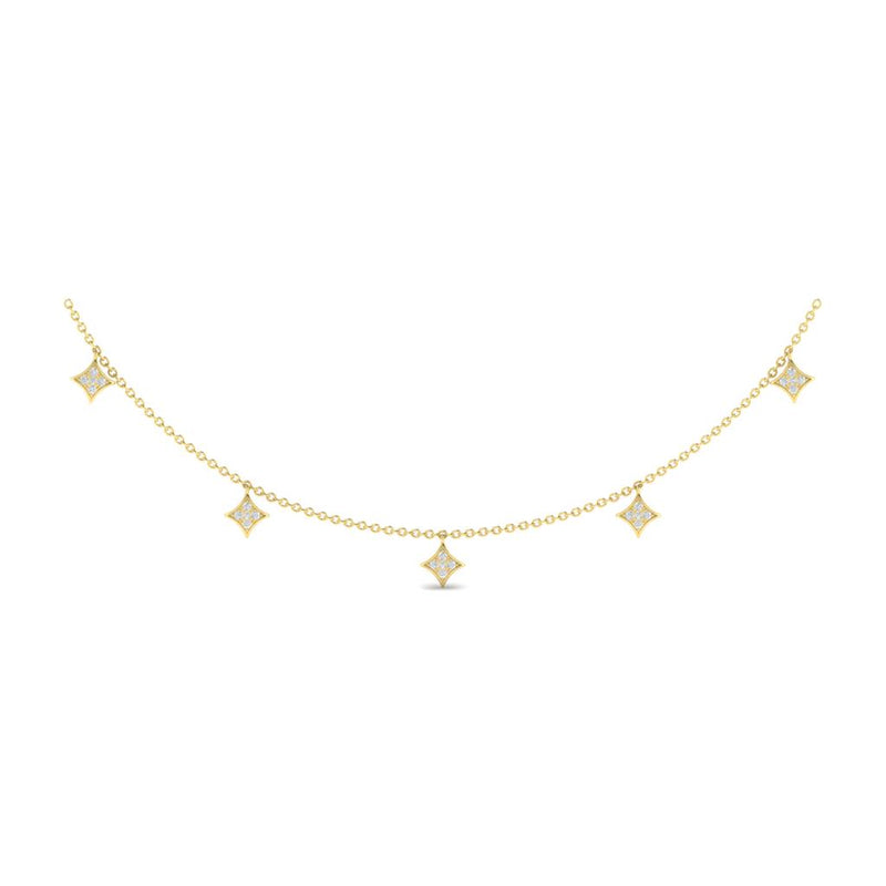 Vlora 14k Yellow Gold Estrella Collection Five-Star Station Diamond Necklace