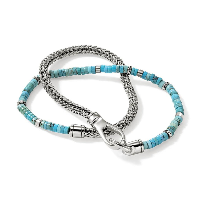 John Hardy Heishi Chain Wrap Turquoise Bracelet