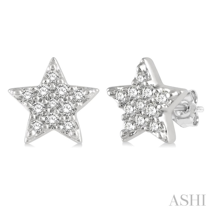 Davis Classics 14k White Gold Diamond Star Stud Earrings