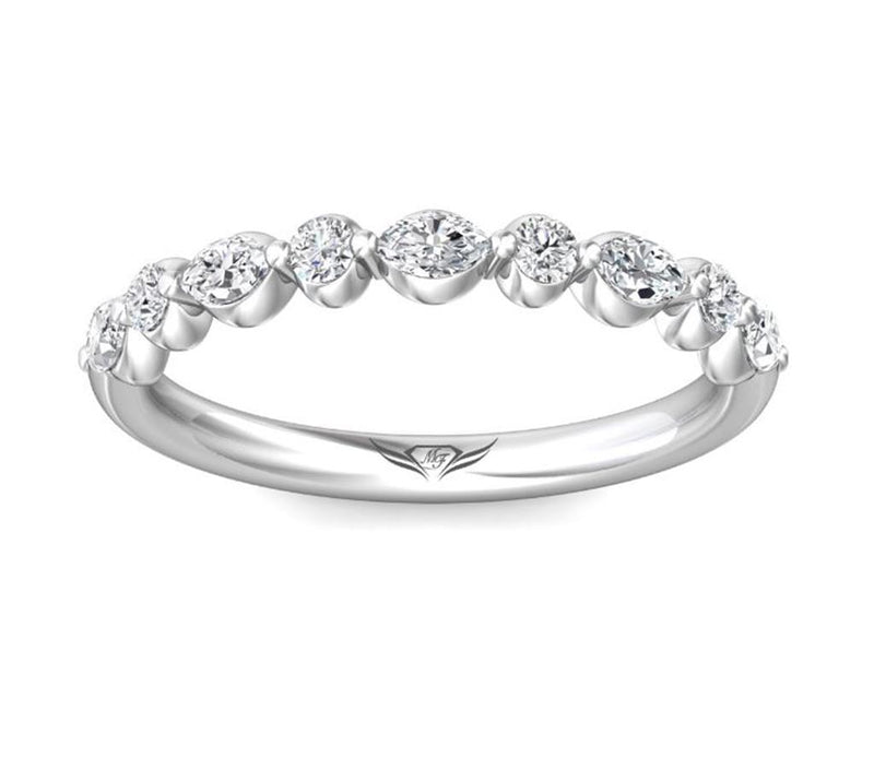 Martin Flyer Women's 14k White Gold FlyerFit Stackable Diamond Band with Marquise and Round Diamonds