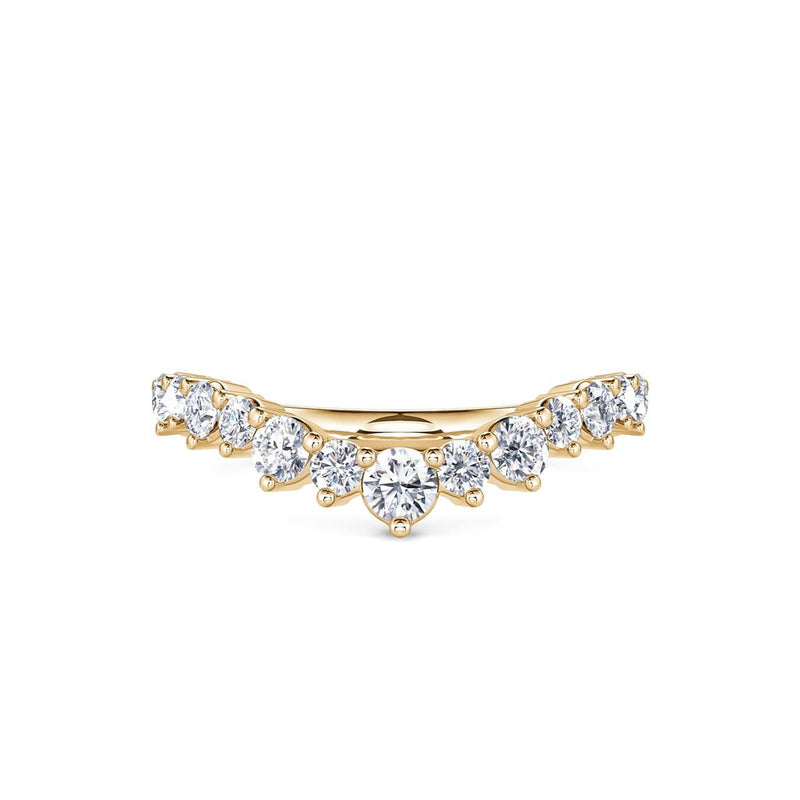 Davis Classics 14k Yellow Gold V-Design Contour Diamond Wedding Band