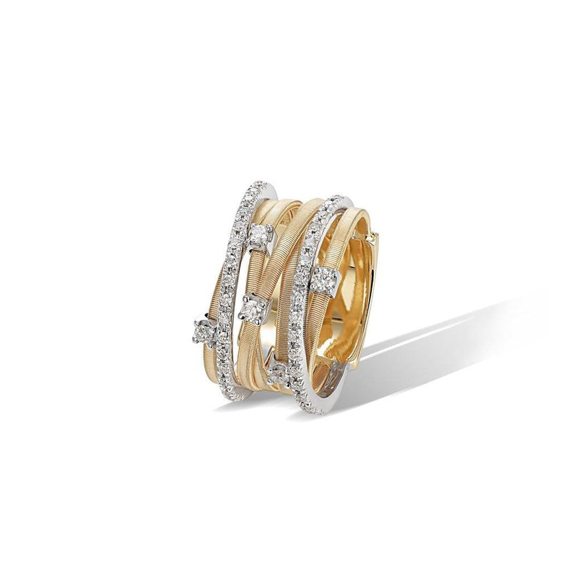 Marco Bicego 18k Yellow and White Gold Goa Collection Seven Strand Diamond Fashion Ring