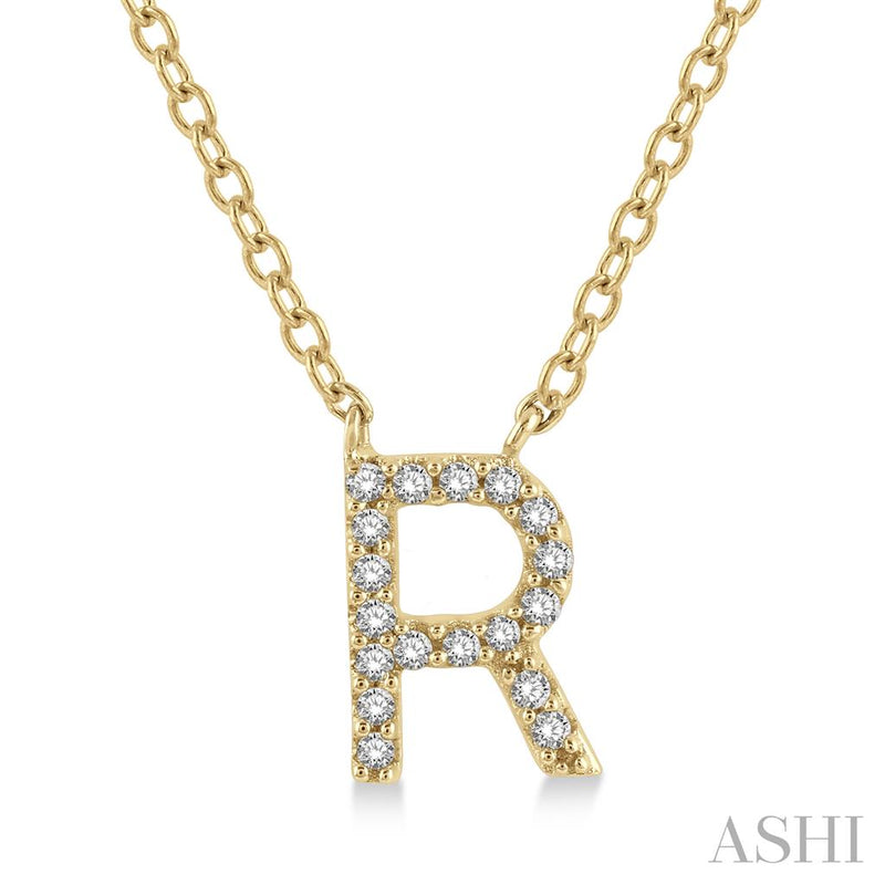 Davis Classics 14k Yellow Gold Diamond Initial "R" Pendant Necklace