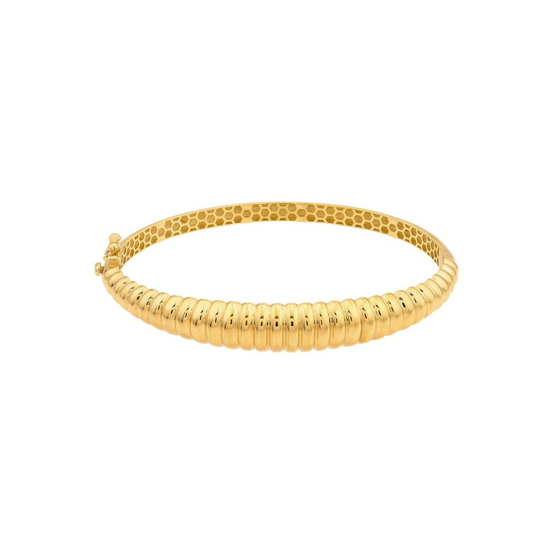 Davis Classics 14k Yellow Gold Graduated Ribbed Bangle Bracelet
