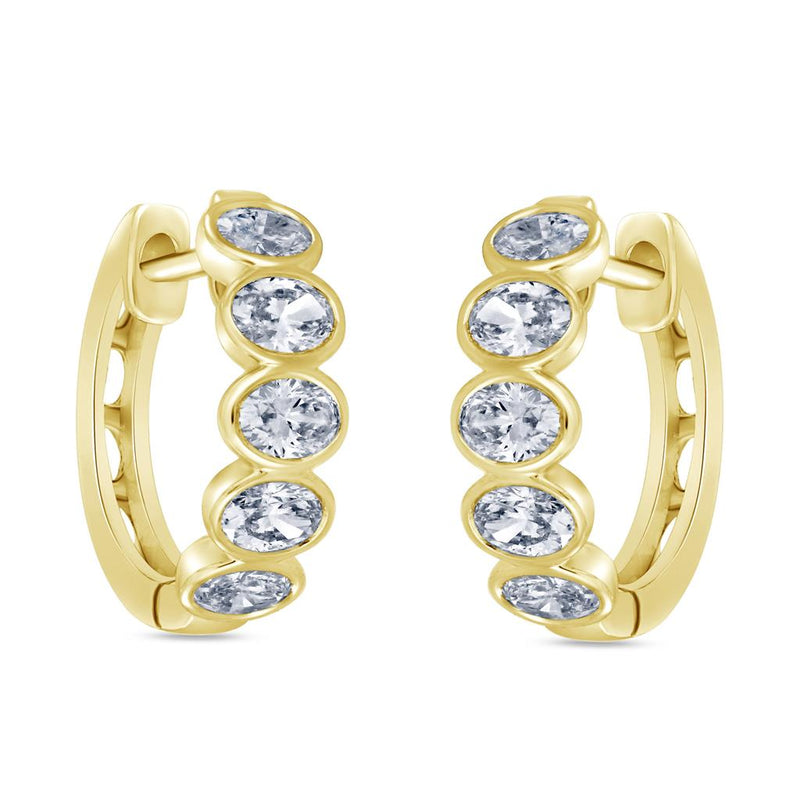 Davis Classics Diamond Huggie Hoop Earrings in 14k Yellow Gold