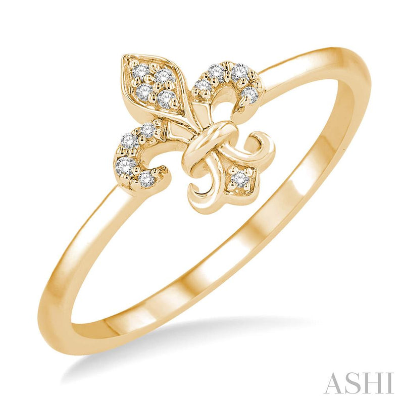 Davis Classics 14k Yellow Gold Petite Fleur De Lis Diamond Ring