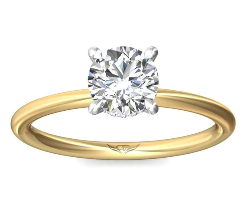 Martin Flyer Solitaire Diamond Engagement Ring Setting in 14k White & Yellow Gold