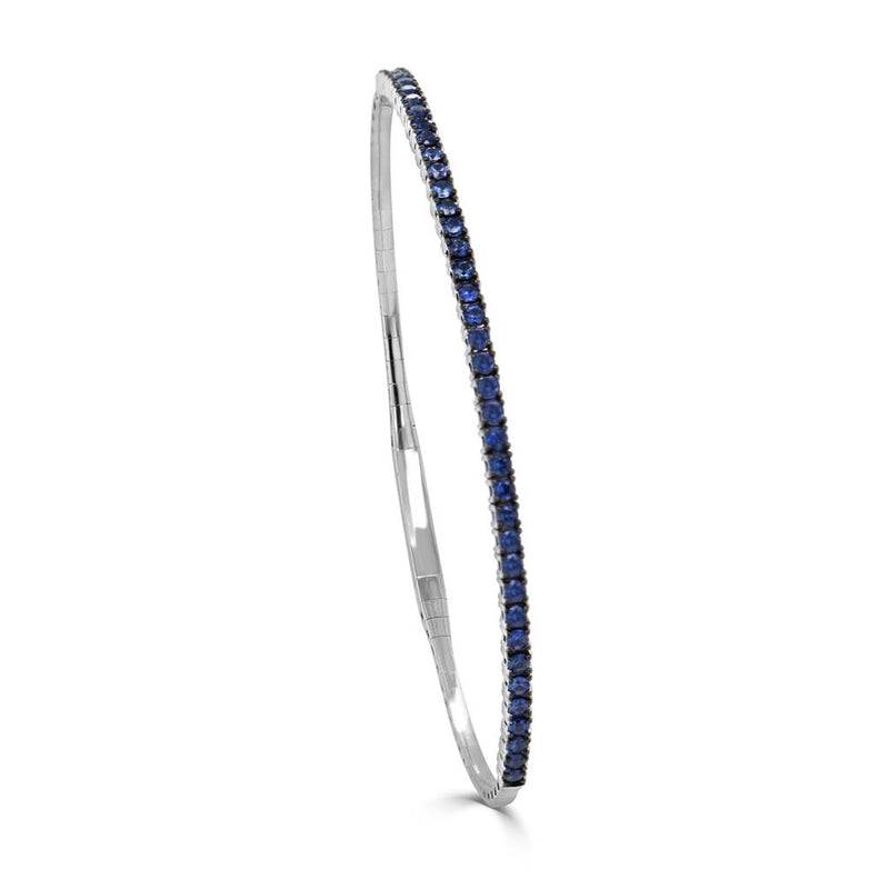 Davis Classics 14k White Gold Flexible Blue Sapphire Bangle Bracelet