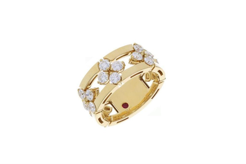 Roberto Coin 18k Yellow Gold Love in Verona Collection Floral Station Diamond Fashion Band