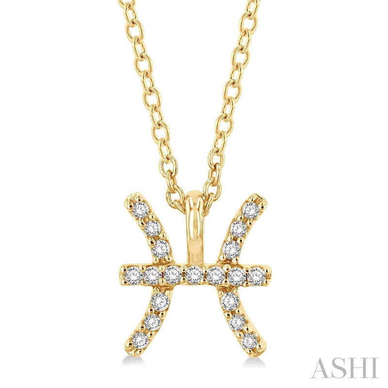 Davis Classics 14k Yellow Gold Diamond Pisces Zodiac Necklace