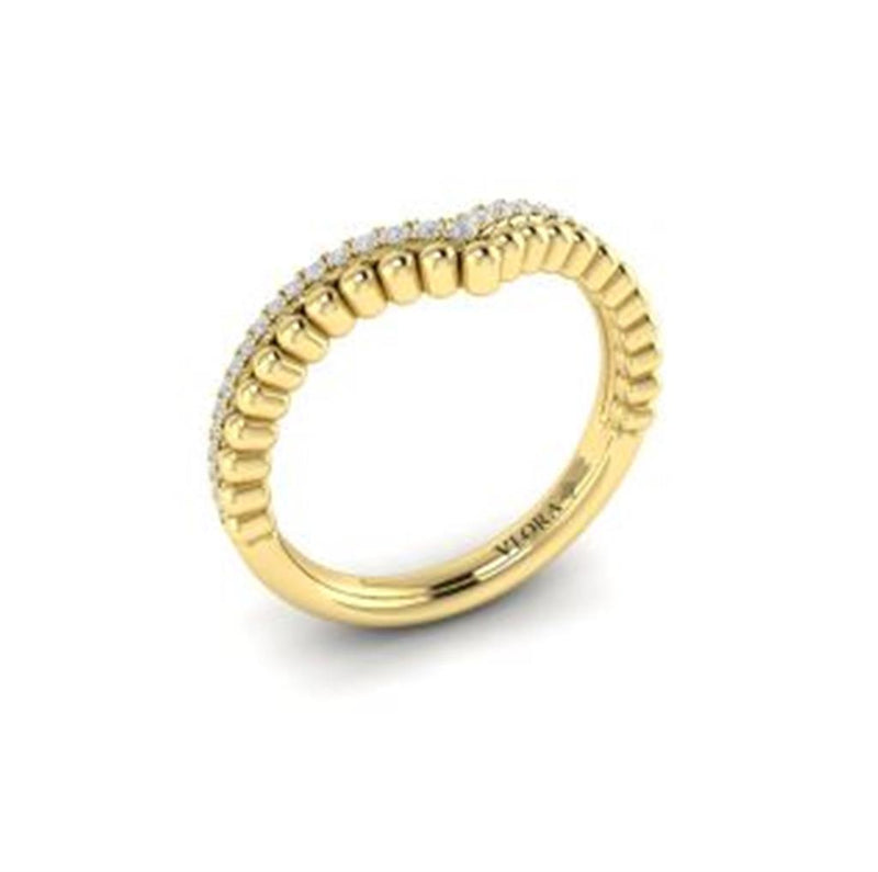 Vlora 14k Yellow Gold Classic V-Contoured Diamond Band