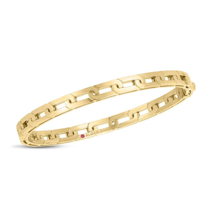 Roberto Coin 18k Yellow Gold Navarra Collection Slim Link Design Bangle Bracelet