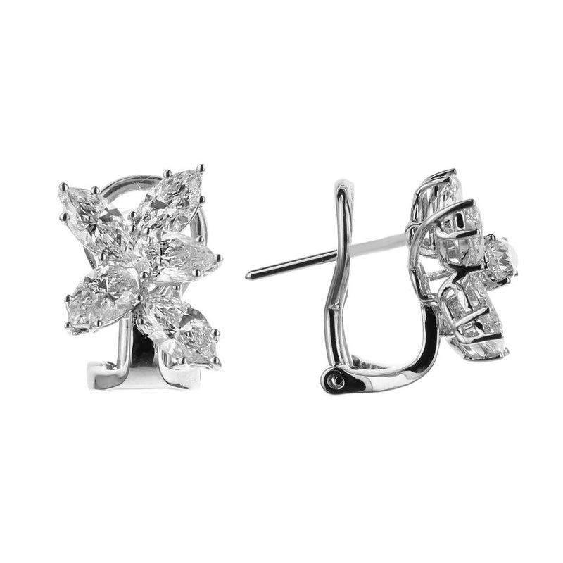 Davis Classics 18k White Gold Floral Inspired Diamond Stud Earrings