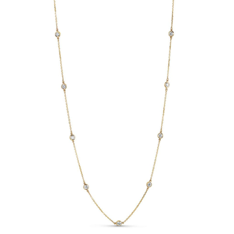 Davis Classics 14k Yellow Gold Diamond by the Yard Station Necklace