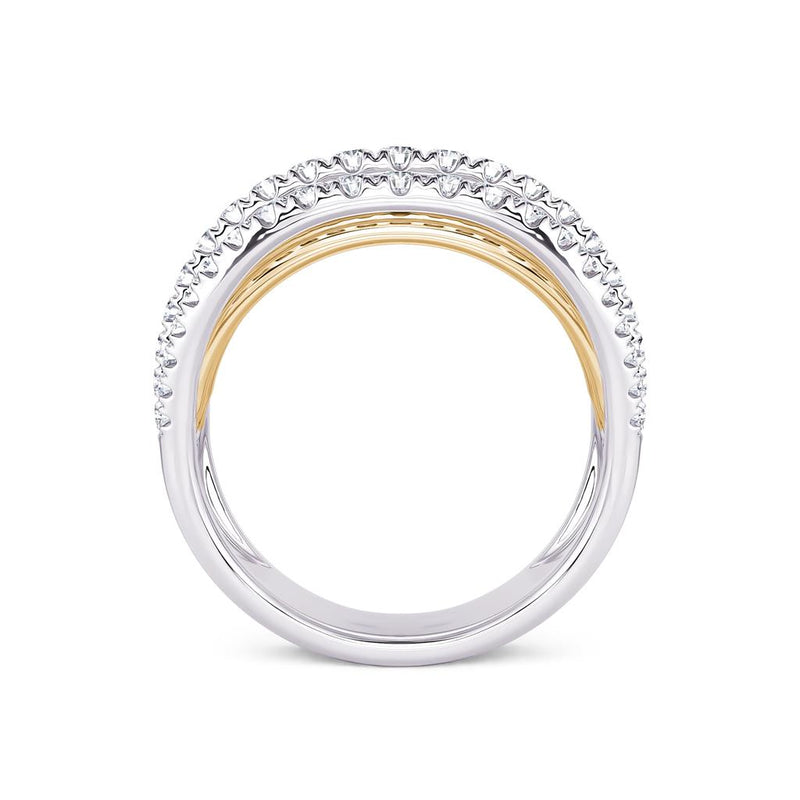 Davis Classics 14k White and Yellow Gold Open Multi-Row Diamond Fashion Band