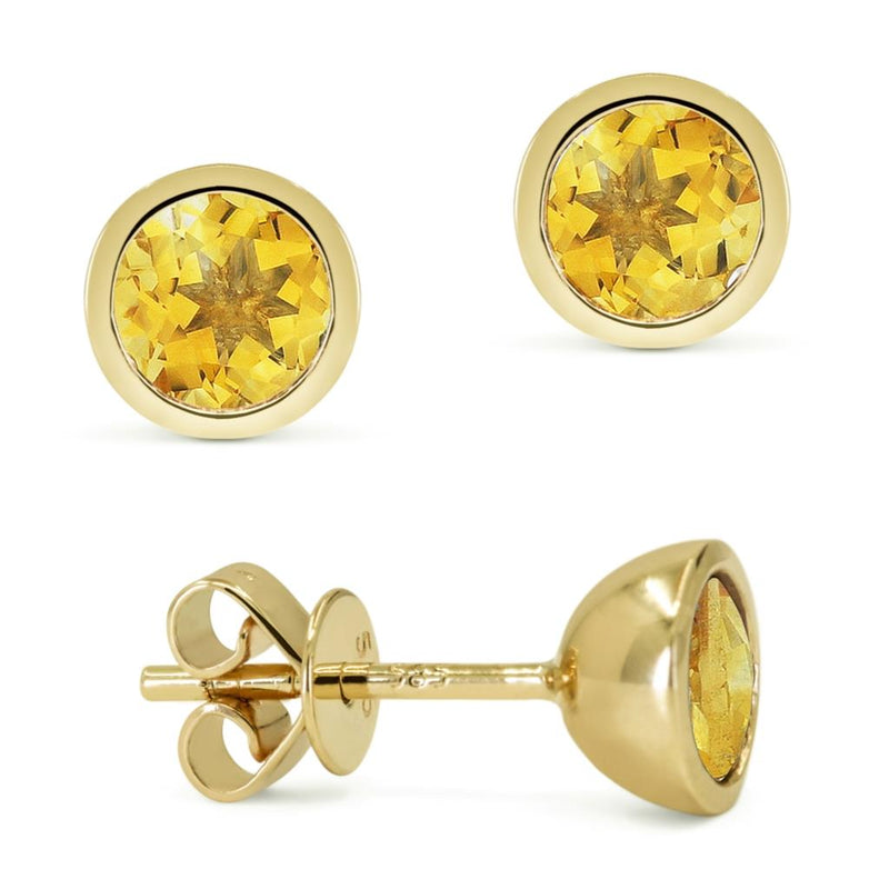 Madison L 14k Yellow Gold Genuine Citrine Stud Earrings