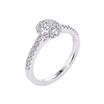 Davis Classics Proposal Ready Halo Sidestone Diamond Engagement Ring in 14k White Gold.