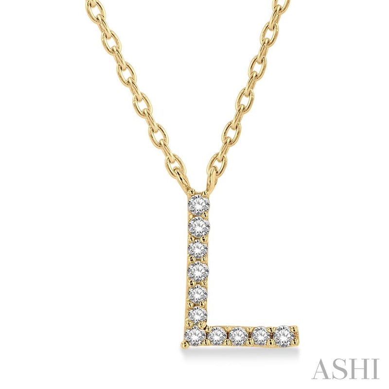 Davis Classics 14k Yellow Gold Diamond Initial "L" Pendant Necklace